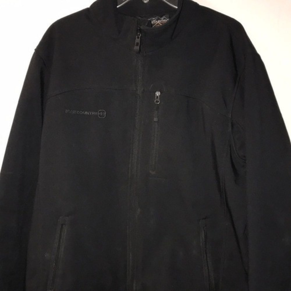 Free Country Men's Full Zip Stand Up Neck Collar Long Sleeve Black Jacket Size L